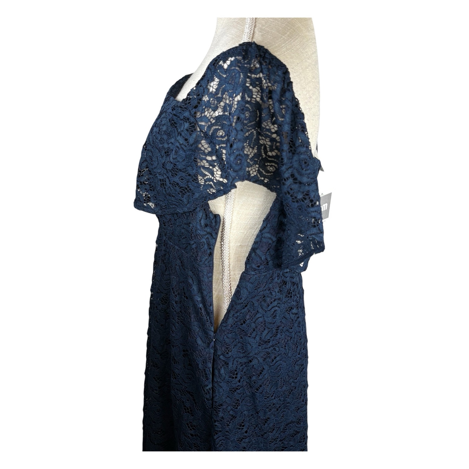 Nwt Nom Maternity Lucia Off-The-Shoulder Lace Midi Dress Women’s Large Navy Blue — image 7 of 8